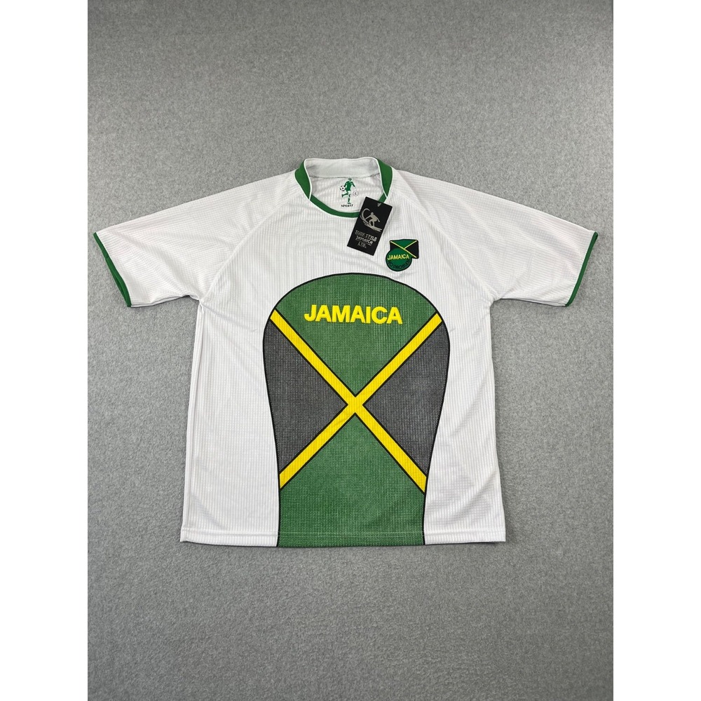 Jamaica National Football Team Soccer Jersey Mens L White Green Bob Marley